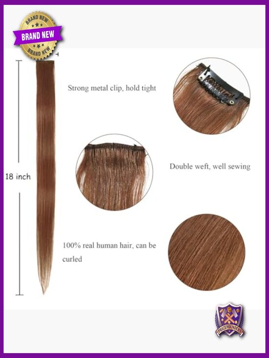 5pcs 18 inch Clip in Hair Extensions 100% Real Human Hair Straight Wavy main image 4